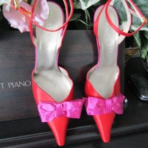 Shoes ANNE KLEIN 3"heels redsatin pointedtoe